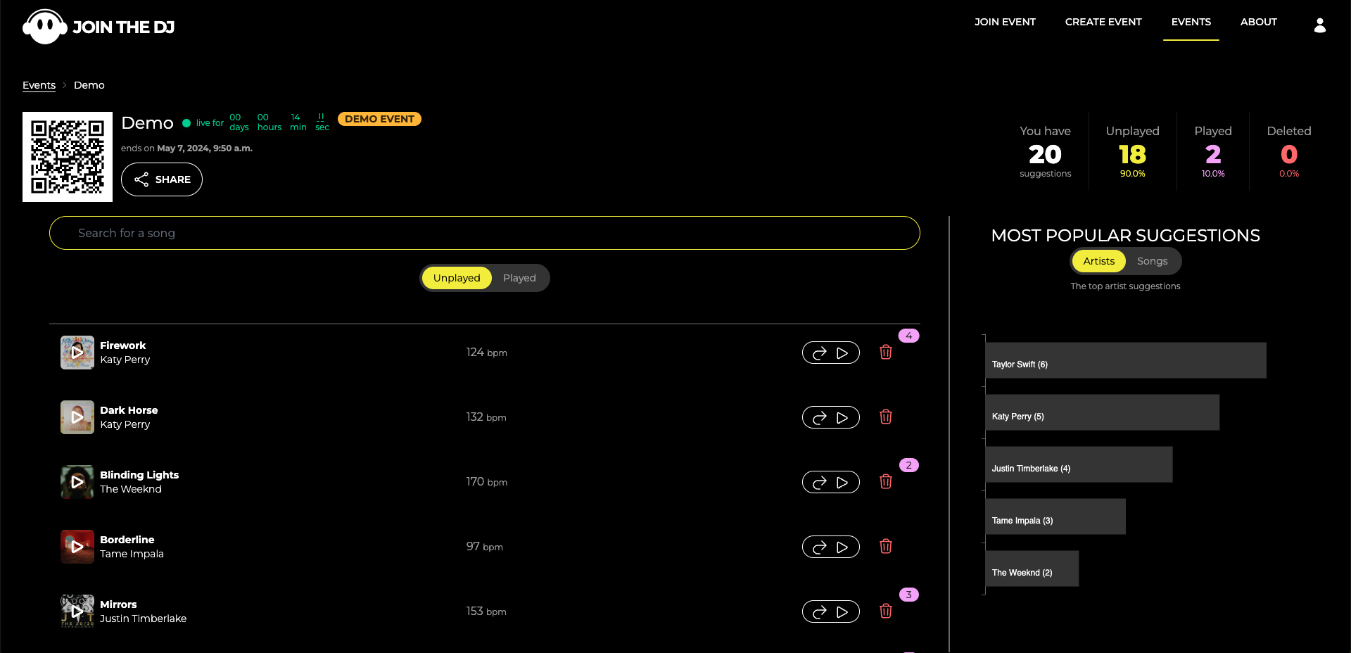 Dj demo event example